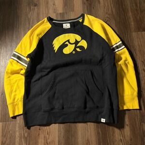 Fanatics Iowa Hawkeyes Black Yellow Raglan Crewneck Sweatshirt Mens 2XL